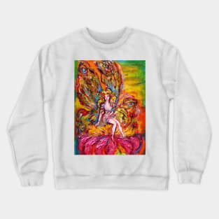 FLOWER FAIRY ON THE PINK IRIS Fantasy Creatures Crewneck Sweatshirt